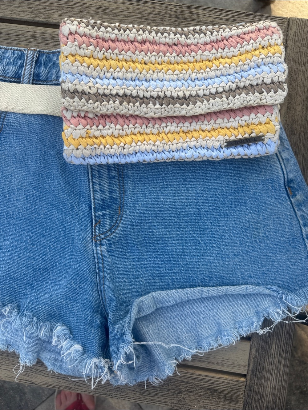 O’Neill Straw Woven Belt Bag Waist Pack Multicolor Boho Festival Summer